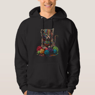 cute Cat playing with wool Beautiful Line adorable Hoodie