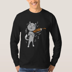 Cute Cat Plays Violin Viola Fiddle T-Shirt