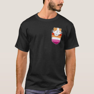 Cute Cat Pocket Lesbian Pride Flag Lgbt Pride Mont T-Shirt