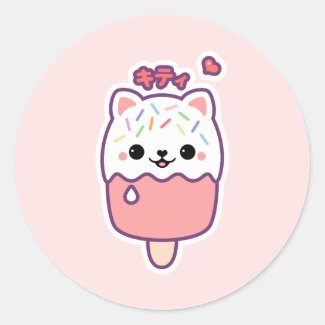 Cute Cat Popsicle Classic Round Sticker