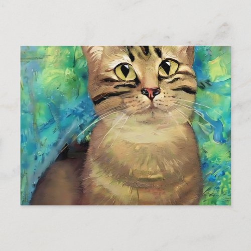 cute cat portrait in classic art style nice cool postcard