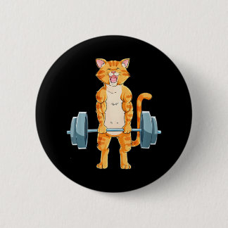 Cute Cat Powerlifting Weightlifting Deadlifting Button