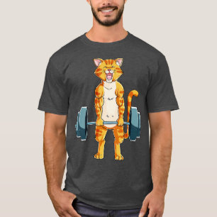 Cute Cat Powerlifting Weightlifting Deadlifting Gy T-Shirt