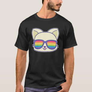 Cute Cat Pride Flag Rainbow Sunglasses LGBTQ T-Shirt