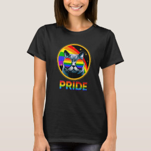 Cute Cat Pride Rainbow LGBTQ LGBT Gay Lesbian Prid T-Shirt