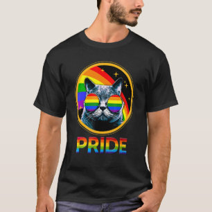 Cute Cat Pride Rainbow LGBTQ LGBT Gay Lesbian Prid T-Shirt
