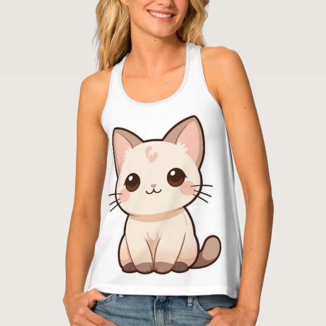 Cute Cat Print Women’s Tank Top (Front)