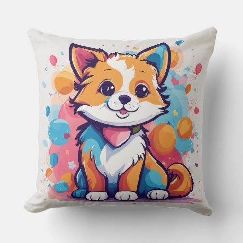 Cute cat printed playful kids room Throw Pillow