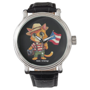 Cute Cat Puerto Rican Flag Boricua Hispanic Watch