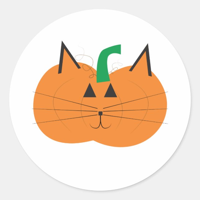 Cute Cat Pumpkin Classic Round Sticker (Front)