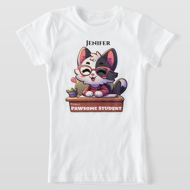 Cute Cat Pun Back to school  T-Shirt (Laydown)