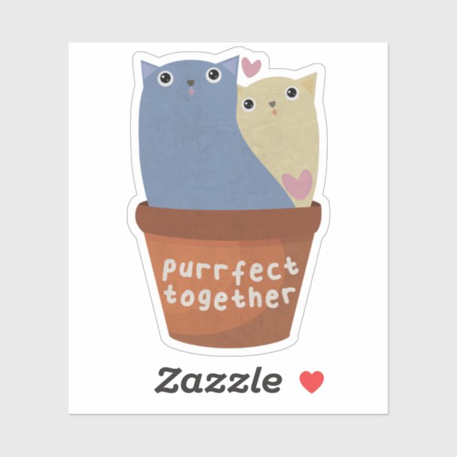Cute Cat Pun: Purrfect Together Sticker (Sheet)