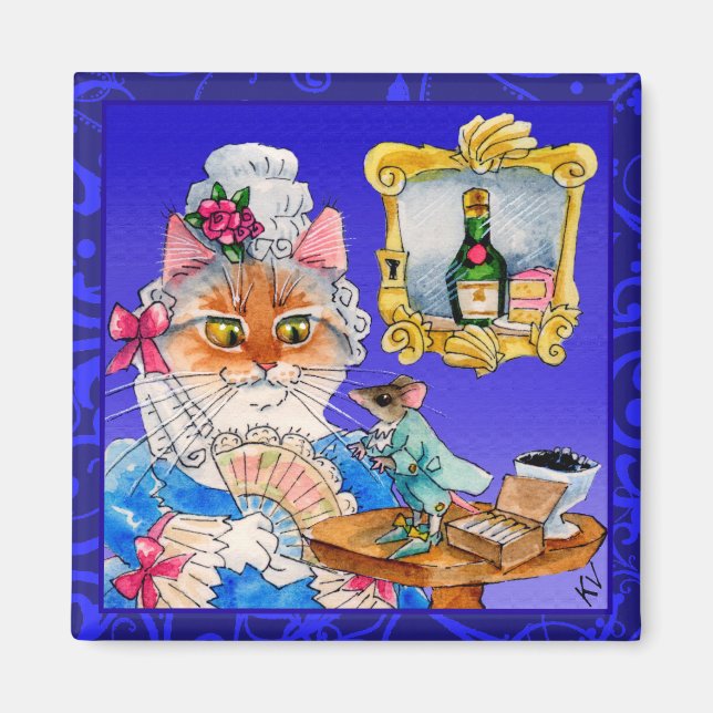 Cute cat Queen Marie Antoinette magnet (Front)