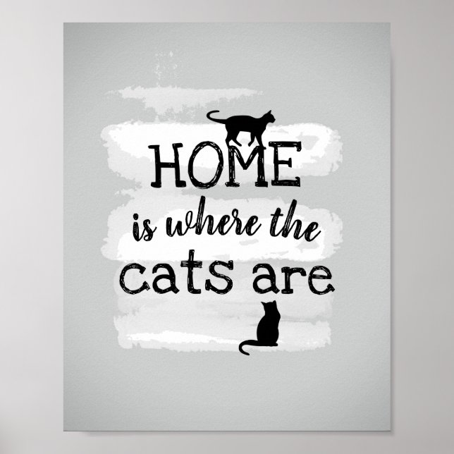 cute cat quote gray and white paint design poster (Front)