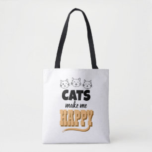 Cute Cat Quote Typography Minimalist Cat Lover Tote Bag