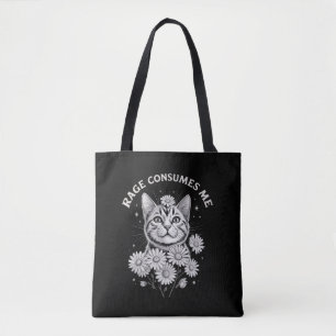 Cute Cat Rage Consumes Me Funny Sarcastic Kitten  Tote Bag