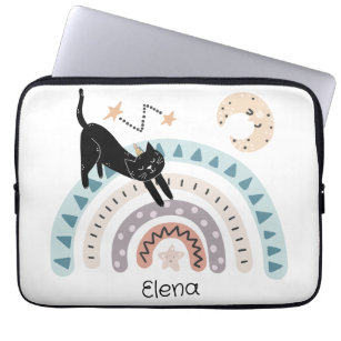 Cute Cat Rainbow Unicorn Custom Name          Laptop Sleeve