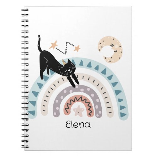 Cute Cat Rainbow Unicorn Custom Name           Notebook