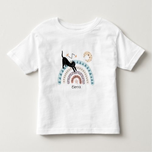 Cute Cat Rainbow Unicorn Custom Name      Toddler T_shirt