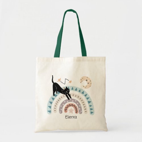 Cute Cat Rainbow Unicorn Custom Name        Tote Bag