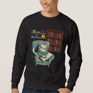 Cute Cat Reading Book Bookworms Cat  Reading Sweatshirt