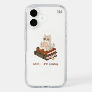 Cute Cat Reading Books - Shhh I'm Reading Aestheti iPhone 16 Case