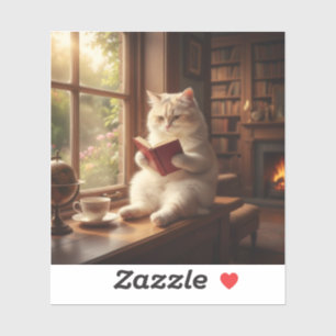 Cute Cat Reading Sticker