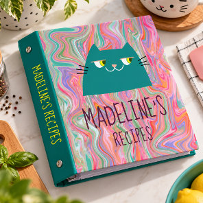 Cute Cat Recipe Binder Colorful Kawaii Cat