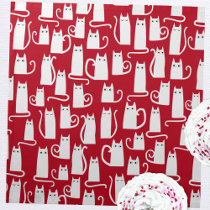 Cute Cat Red and White Cloth Napkin