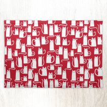 Cute Cat Red and White Cloth Placemat