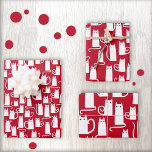 Cute Cat Red and White Festive Wrapping Paper Sheets<br><div class="desc">Fun little white kitty cats on a festive red background.  Purrfect for animal lovers. Pack includes three different scales of the same pattern.</div>