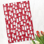 Cute Cat Red and White Kitchen Towel<br><div class="desc">Fun little white kitty cats on a festive red background.  Purrfect for animal lovers.</div>