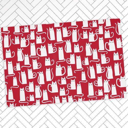 Cute Cat Red and White Placemat