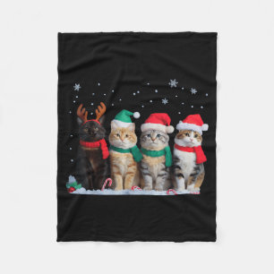Cute Cat Reindeer Light Christmas Cat Funny Santa  Fleece Blanket