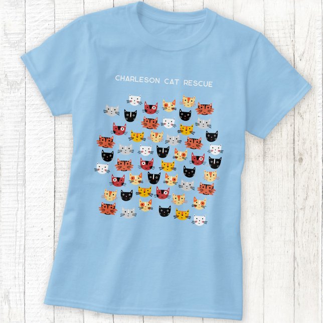 Cute Cat Rescue Personalized T-Shirt (Cute kitty cat Cat Rescue charity organization custom t-shirt)