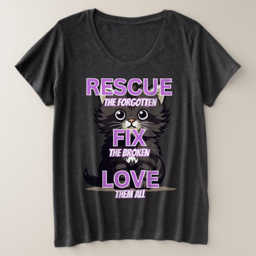 Cute Cat Rescue Plus Size T_Shirt