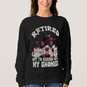 Cute Cat Retired Mom Gnome For Cat Grandma Wine Re Sweatshirt