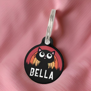 Cute Cat Retro Vintage Rainbow Forest Pet ID Tag