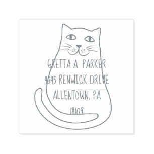 Cute Cat Return Address Self Inking Stamp