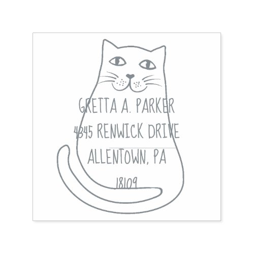 Cute Cat Return Address Self Inking Stamp
