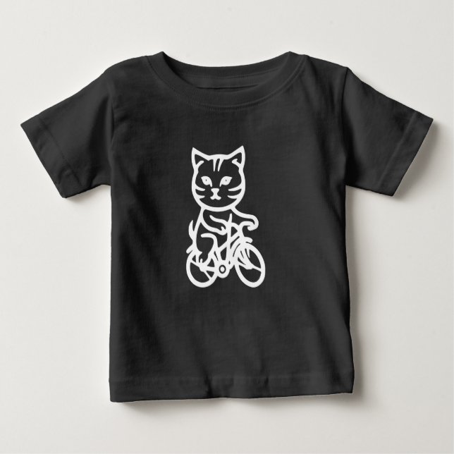 Cute cat riding a bicycle baby T-Shirt (Front)