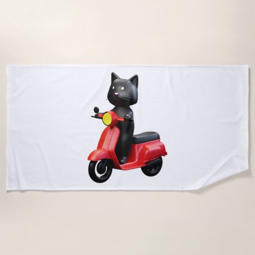 CUTE CAT riding a motocycle Classic T_Shirt 1 Beach Towel