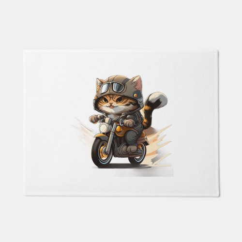 CUTE CAT riding a motocycle Classic T_Shirt 2 Doormat