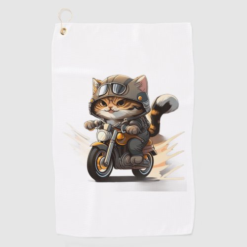 CUTE CAT riding a motocycle Classic T_Shirt 2 Golf Towel