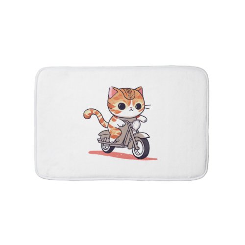 CUTE CAT riding a motocycle Classic T_Shirt 3 Bath Mat