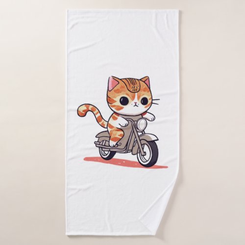 CUTE CAT riding a motocycle Classic T_Shirt 3 Bath Towel
