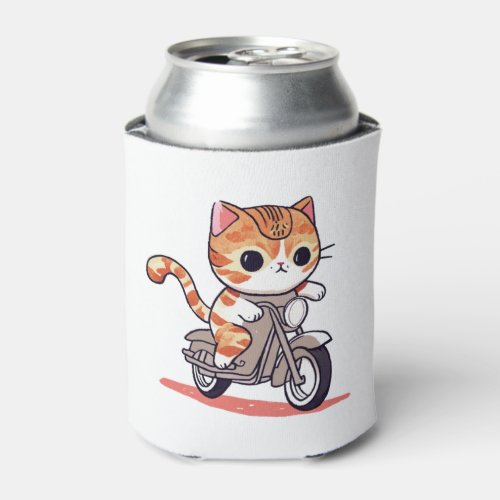 CUTE CAT riding a motocycle Classic T_Shirt 3 Can Cooler