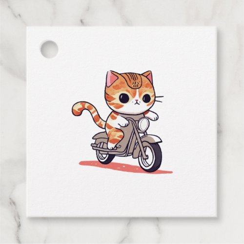 CUTE CAT riding a motocycle Classic T_Shirt 3 Favor Tags