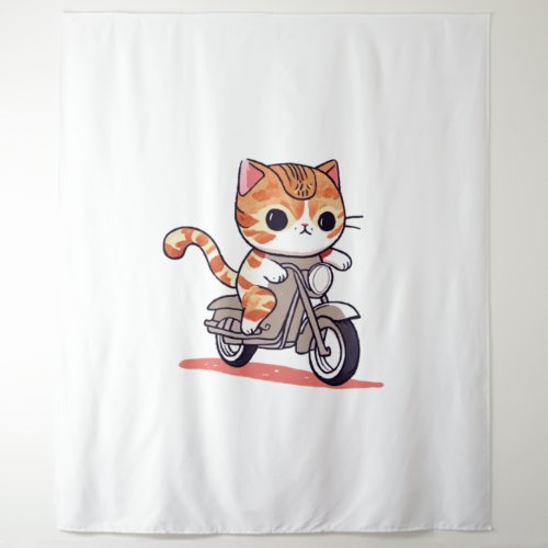 CUTE CAT riding a motocycle Classic T_Shirt 3 Tapestry