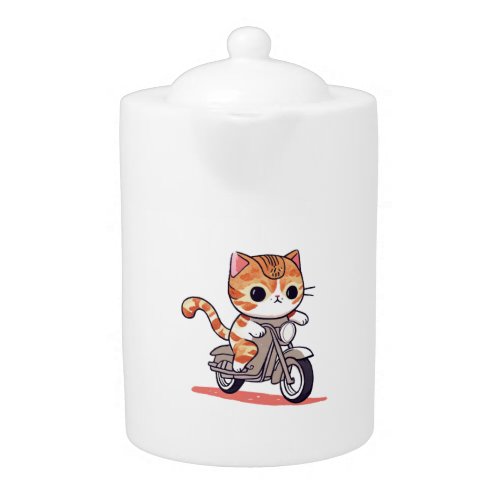 CUTE CAT riding a motocycle Classic T_Shirt 3 Teapot